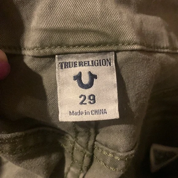 True Religion Olive Green Zipper pocket ankle Jeans - Picture 4 of 6